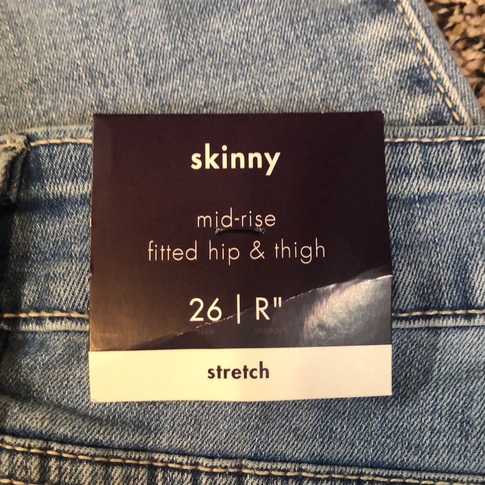 AVA & VIV Mid Rise Skinny Raw Hem Factory Distressed Plus Size Jeans  | NWT - Picture 7 of 10